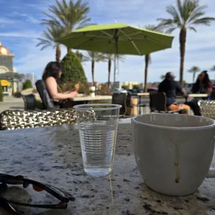 Small patio within earshot of the jazz band!