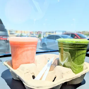 The Peach Passion (left) was mine. Delicious!