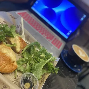 Ham &amp; Cheese Croissant with Lavender Latte - 16 oz. Hot