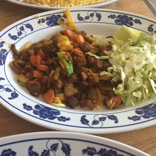 Beef, kinda dry, not my fav.