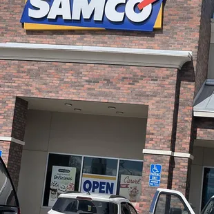 cars parked in front of the store