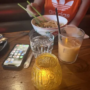 My wife eating pad Thai