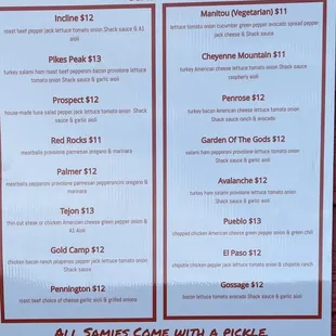 Updated menu I didn't get to try .....