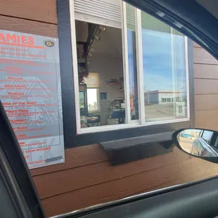 Drive-thru window. Enjoy the smells while you wait for your order!