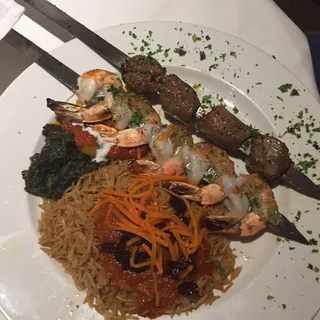 Lamb and Shrimp Kebab Combo