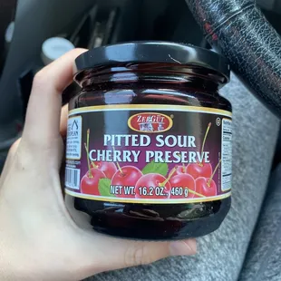 a jar of cherry preserves