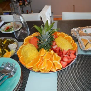 fruit platter and baklava