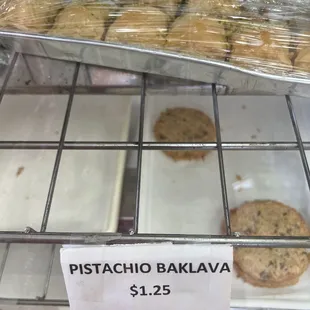 a display of baked cookies