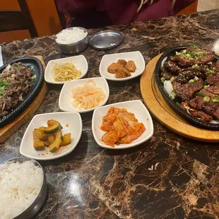 Bulgogi &amp; galbi with the sides. So good!