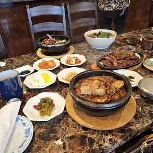 a table full of food