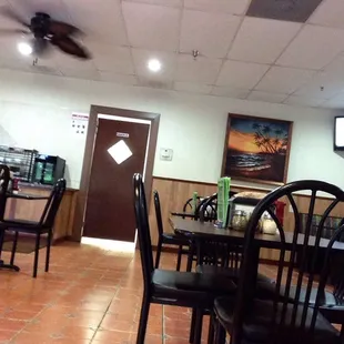 Seating area on right side of restaurant