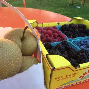 Asian pears and assorted berries