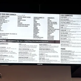 Sammich Menu