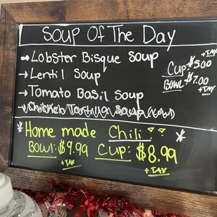 Daily soup menu! 12/28/22