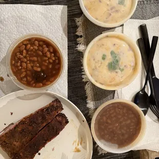 Loaded Mash potatoes, bourbon beans - amazing!!