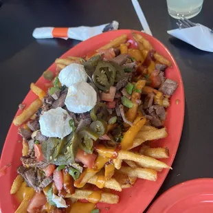 Party fries with brisket