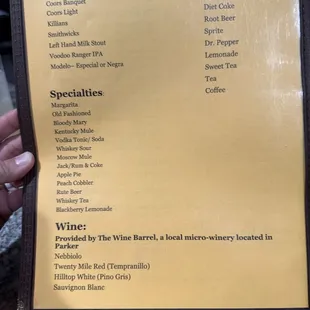 menu