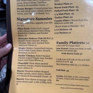 menu