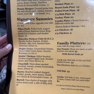 menu
