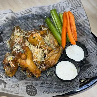 Our Garlic Parm wings