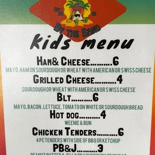 our kids menu