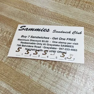 Be sure to get your punch card for a FREE SANDWICH!