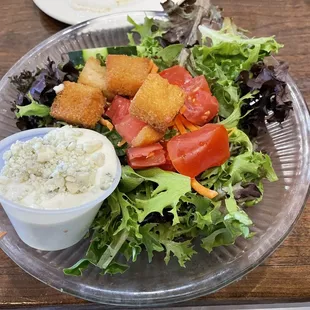 House Salad with Blue Cheese dressing on the side