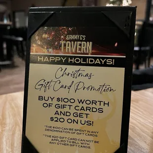 Holiday gift card promo