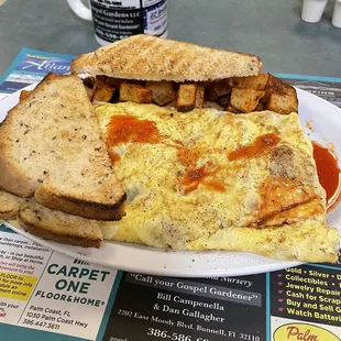 Western omelette, rye toast and fresh coffee.