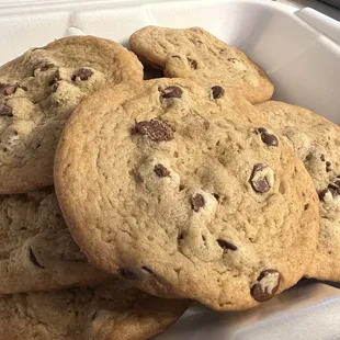 A dozen chocolate chip cookies