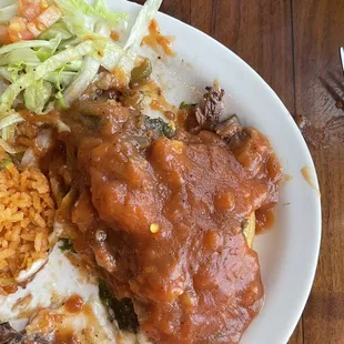 I had the absolute best brisket relleno I have ever had.  With the ranchero sauce! Amazing!