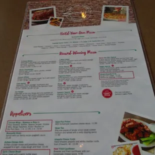 Front of the menu.
