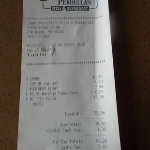 Final tab for lunch.