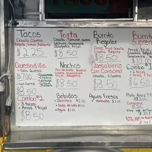 menu