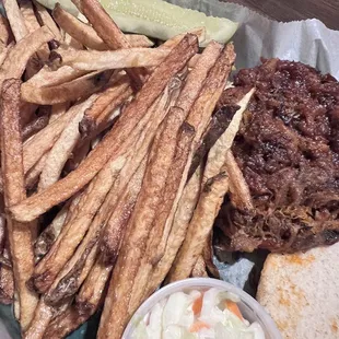 Pulled pork sammie with fresh cut fries