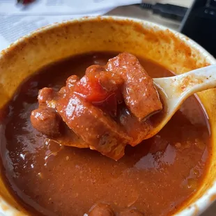 Sausage chili soup that came with my sandwich.