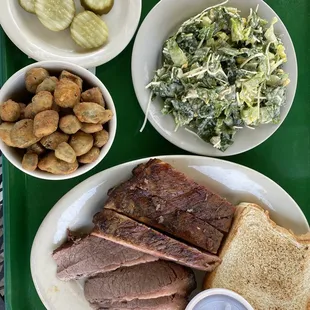 Briskets, ribs and fried okra