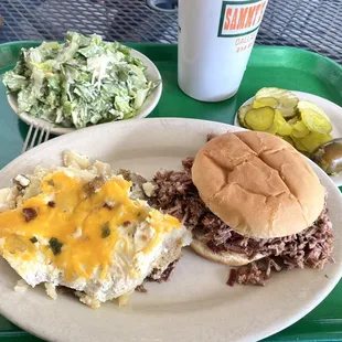 Chopped Beef Sandwich, Potato Casserole, Caesar Salad
