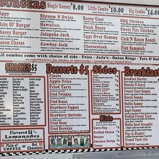 Menu. All burgers are the same price which I thought was a great deal!