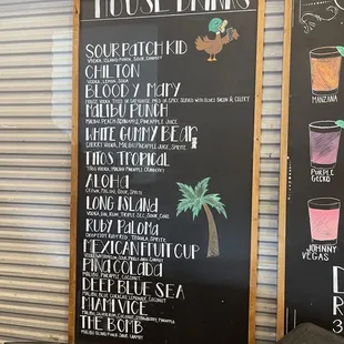 Specialty drink menu