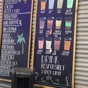 Tequila menu