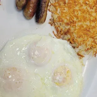 Eggs, hashbrowns, sausage and bacon!