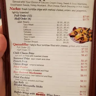 Inside of small menu
