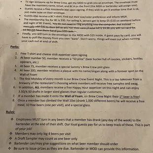 Info and perks on their beer club!