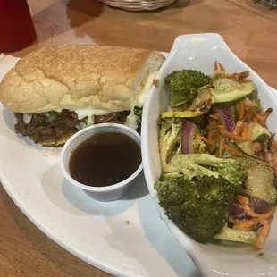 Roast beef poboy with vegetables