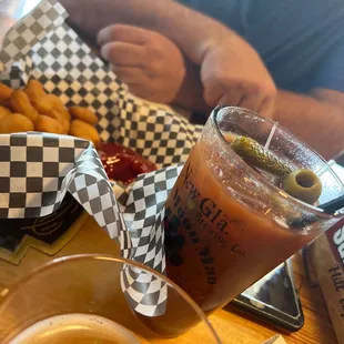 Cheese curds and a Bloody Mary