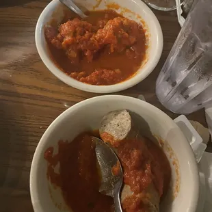 Side meatballs and side Italian sausage