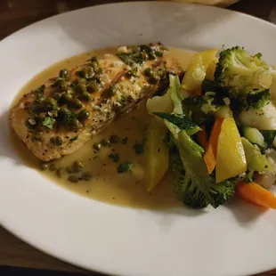 Salmon with sauteed vegetables