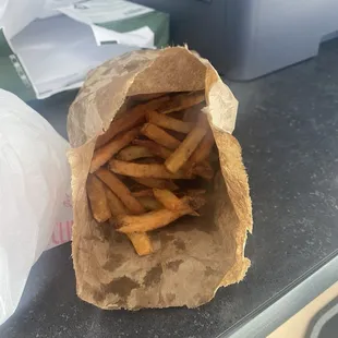 1/2 lb of French fries nice filled bag of French Fries