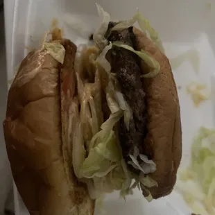 Classic Bacon cheeseburger- they didn&apos;t add the bacon or grilled onions